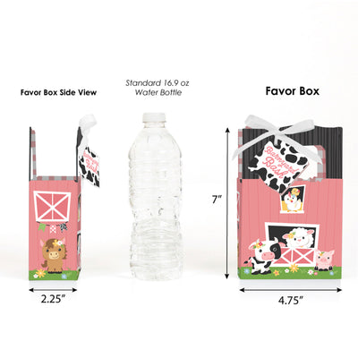 Girl Farm Animals - Pink Barnyard Baby Shower or Birthday Party Favor Boxes - Set of 12