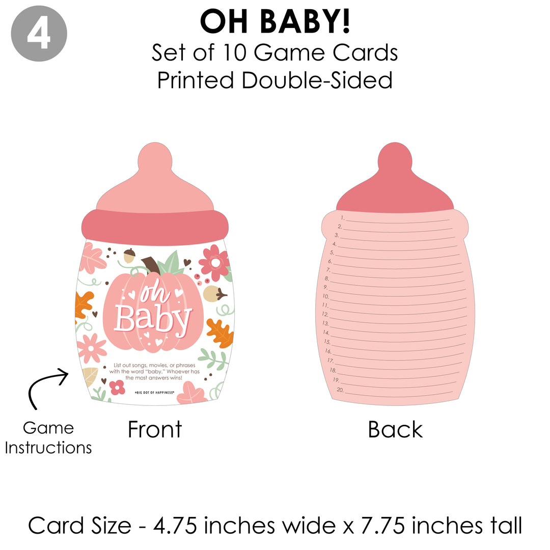 Girl Little Pumpkin - 4 Fall Baby Shower Games - 10 Cards Each - Gamerific Bundle