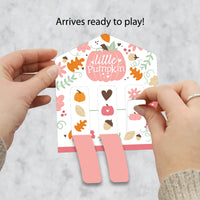Girl Little Pumpkin - Fall Birthday Party or Baby Shower Game Pickle Cards - Pull Tabs 3-in-a-Row - Set of 12
