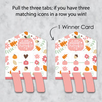 Girl Little Pumpkin - Fall Birthday Party or Baby Shower Game Pickle Cards - Pull Tabs 3-in-a-Row - Set of 12