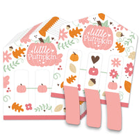 Girl Little Pumpkin - Fall Birthday Party or Baby Shower Game Pickle Cards - Pull Tabs 3-in-a-Row - Set of 12