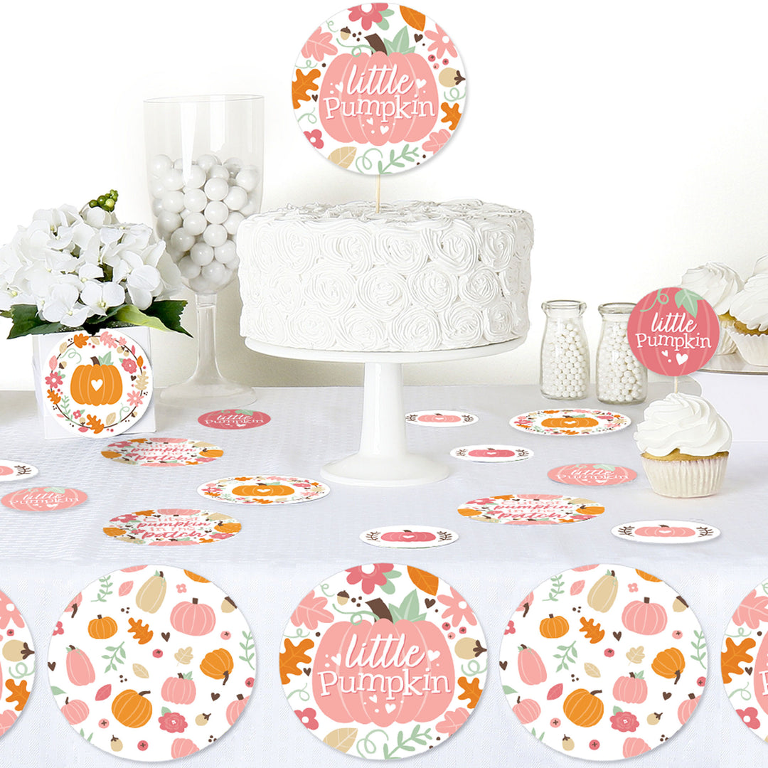Girl Little Pumpkin - Fall Birthday Party or Baby Shower Giant Circle Confetti - Party Decorations - Large Confetti 27 Count