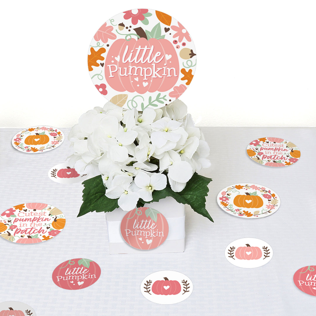 Girl Little Pumpkin - Fall Birthday Party or Baby Shower Giant Circle Confetti - Party Decorations - Large Confetti 27 Count