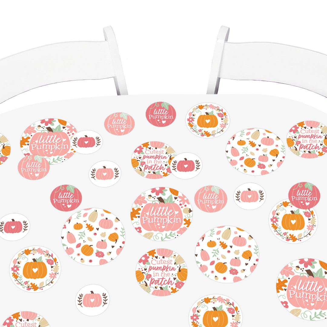 Girl Little Pumpkin - Fall Birthday Party or Baby Shower Giant Circle Confetti - Party Decorations - Large Confetti 27 Count