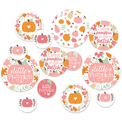 Girl Little Pumpkin - Fall Birthday Party or Baby Shower Giant Circle Confetti - Party Decorations - Large Confetti 27 Count