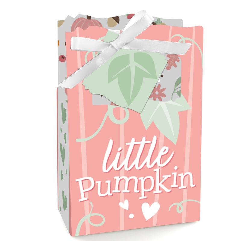 Girl Little Pumpkin - Fall Birthday Party or Baby Shower Favor Boxes - Set of 12