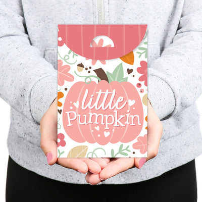 Girl Little Pumpkin - Fall Birthday or Baby Shower Gift Favor Bags - Party Goodie Boxes - Set of 12