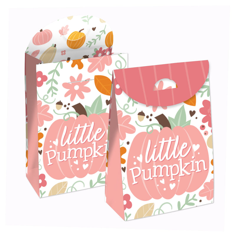 Girl Little Pumpkin - Fall Birthday or Baby Shower Gift Favor Bags - Party Goodie Boxes - Set of 12