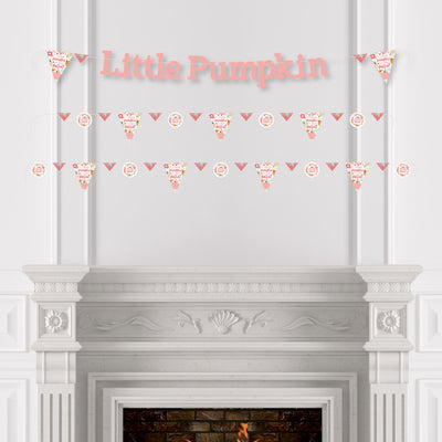 Girl Little Pumpkin - Fall Birthday Party or Baby Shower Letter Banner Decoration - 36 Banner Cutouts and Little Pumpkin Banner Letters