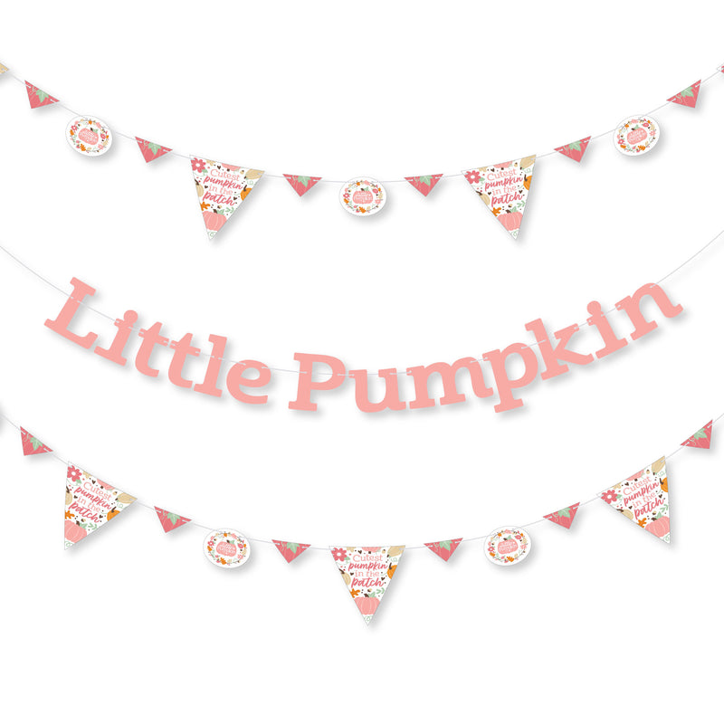 Girl Little Pumpkin - Fall Birthday Party or Baby Shower Letter Banner Decoration - 36 Banner Cutouts and Little Pumpkin Banner Letters