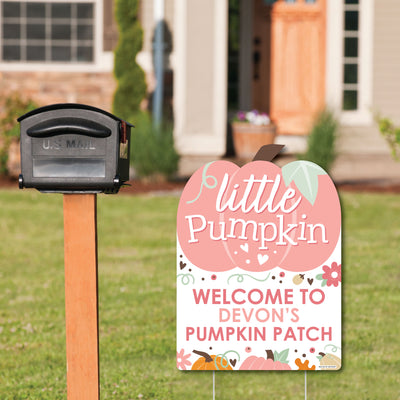 Girl Little Pumpkin - Party Decorations - Fall Birthday Party or Baby Shower Personalized Welcome Yard Sign