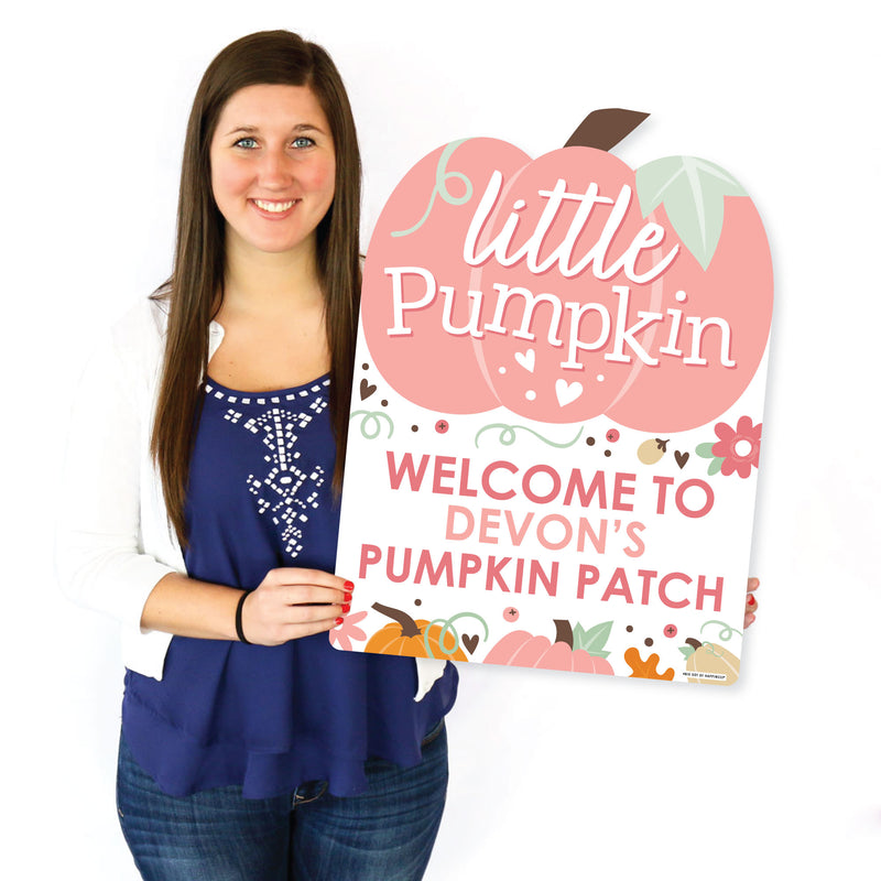 Girl Little Pumpkin - Party Decorations - Fall Birthday Party or Baby Shower Personalized Welcome Yard Sign