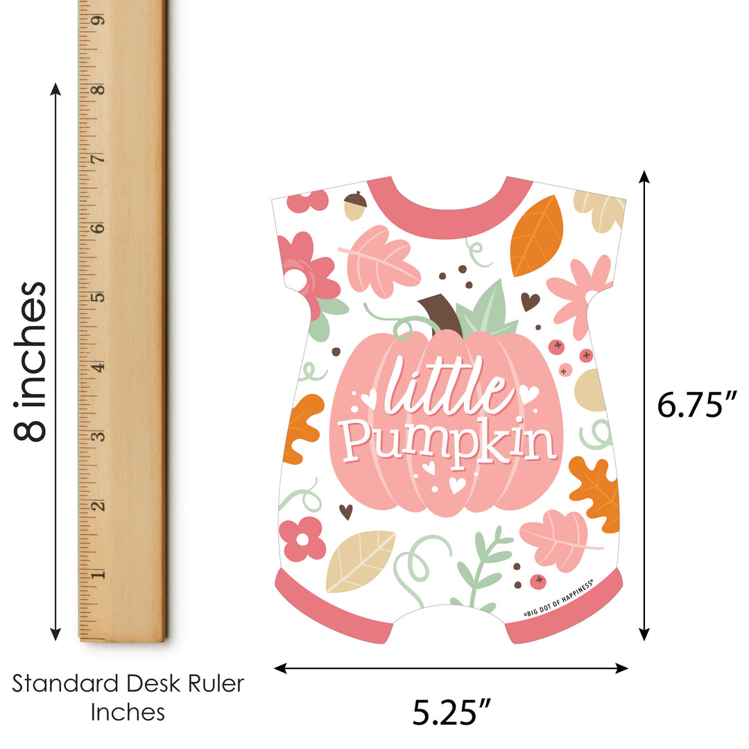 Girl Little Pumpkin - Picture Bingo Cards and Markers - Fall Baby Shower Shaped Bingo Game - Set of 18