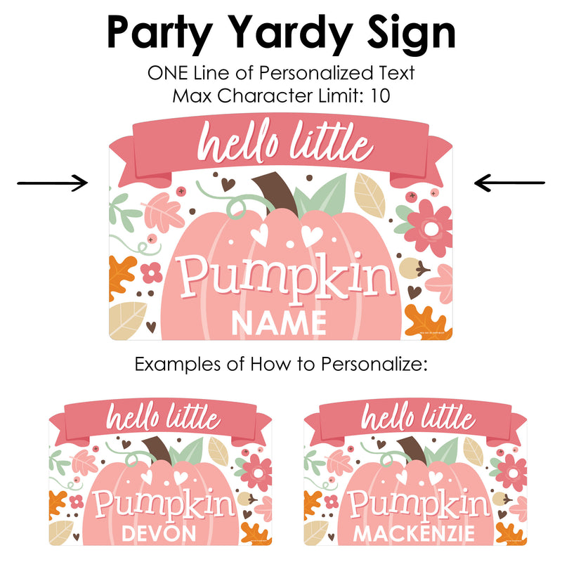 Girl Little Pumpkin - Fall Birthday Party or Baby Shower Yard Sign Lawn Decorations - Personalized Hello Little Pumpkin Party Yardy Sign