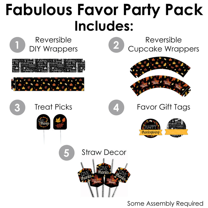 Give Thanks - Thanksgiving Party Favors and Cupcake Kit - Fabulous Favor Party Pack - 100 Pieces