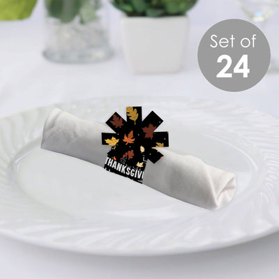 Give Thanks - Thanksgiving Party Paper Napkin Holder - Napkin Rings - Set of 24
