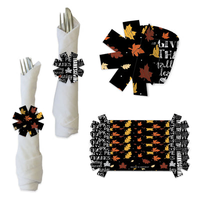 Give Thanks - Thanksgiving Party Paper Napkin Holder - Napkin Rings - Set of 24