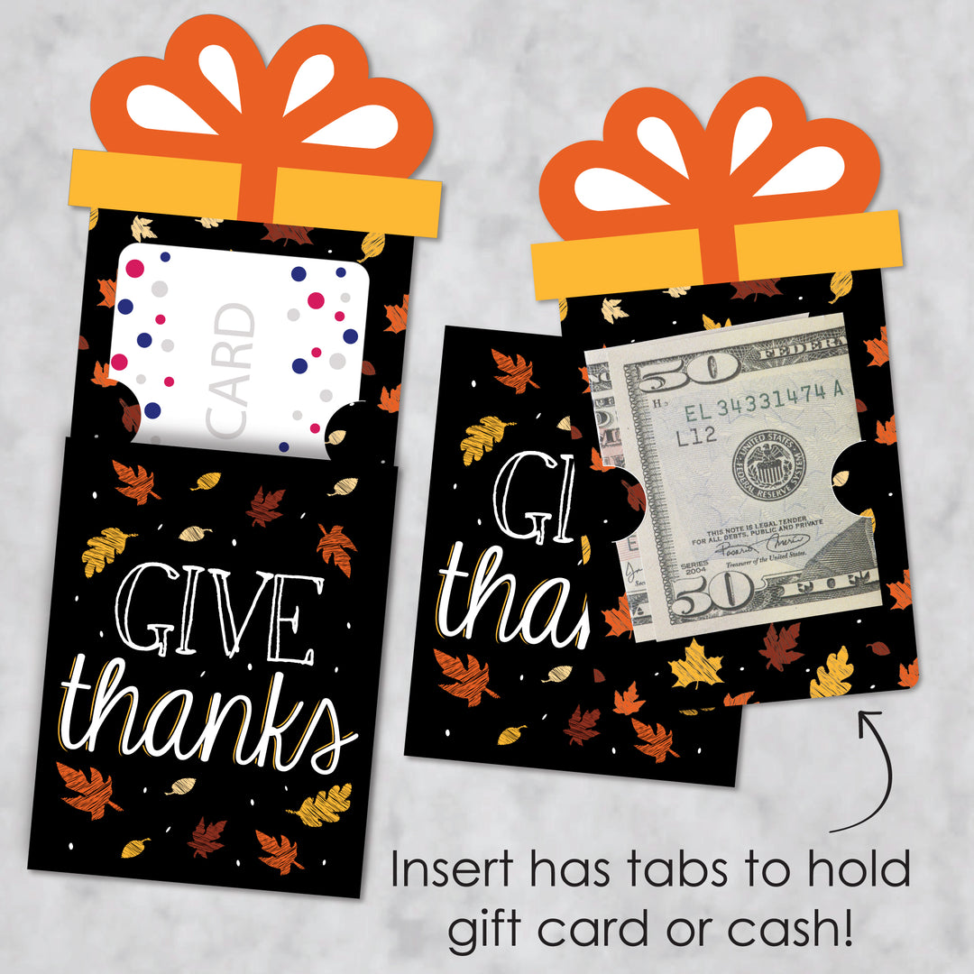 Give Thanks - Thanksgiving Party Money and Gift Card Sleeves - Nifty Gifty Card Holders - Set of 8