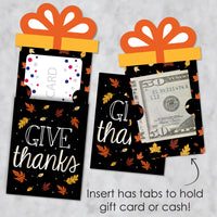 Give Thanks - Thanksgiving Party Money and Gift Card Sleeves - Nifty Gifty Card Holders - Set of 8