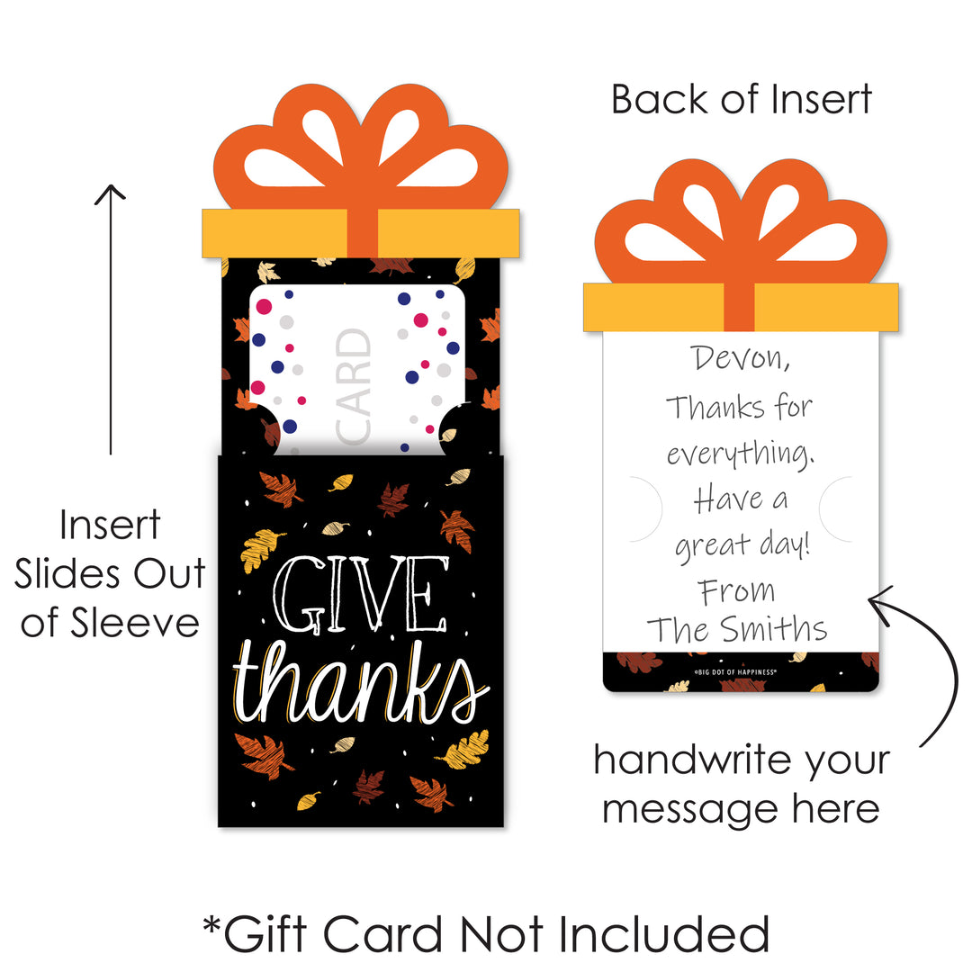 Give Thanks - Thanksgiving Party Money and Gift Card Sleeves - Nifty Gifty Card Holders - Set of 8