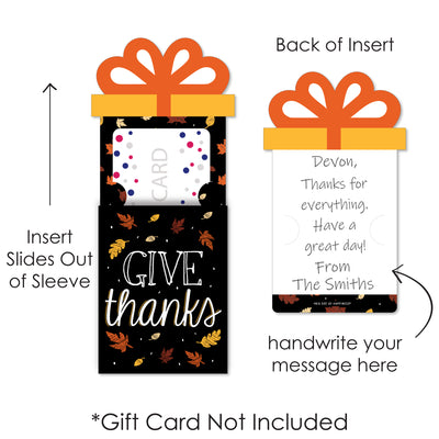 Give Thanks - Thanksgiving Party Money and Gift Card Sleeves - Nifty Gifty Card Holders - Set of 8
