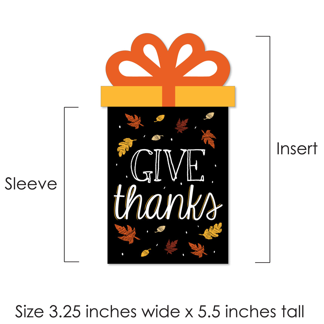 Give Thanks - Thanksgiving Party Money and Gift Card Sleeves - Nifty Gifty Card Holders - Set of 8