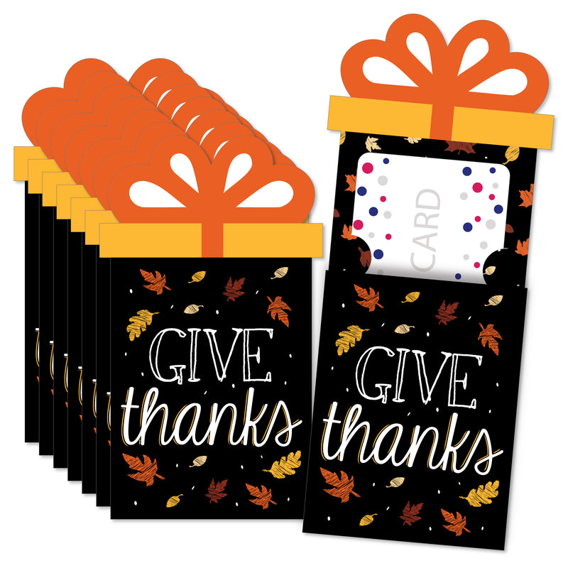 Give Thanks - Thanksgiving Party Money and Gift Card Sleeves - Nifty Gifty Card Holders - Set of 8