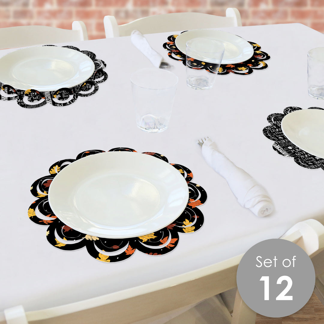 Give Thanks - Thanksgiving Party Round Table Decorations - Paper Chargers - Place Setting For 12