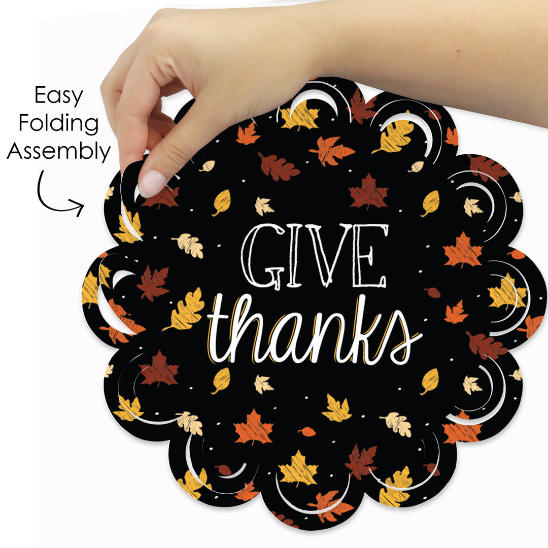Give Thanks - Thanksgiving Party Round Table Decorations - Paper Chargers - Place Setting For 12