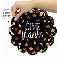 Give Thanks - Thanksgiving Party Round Table Decorations - Paper Chargers - Place Setting For 12
