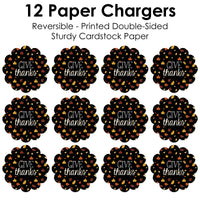 Give Thanks - Thanksgiving Party Round Table Decorations - Paper Chargers - Place Setting For 12