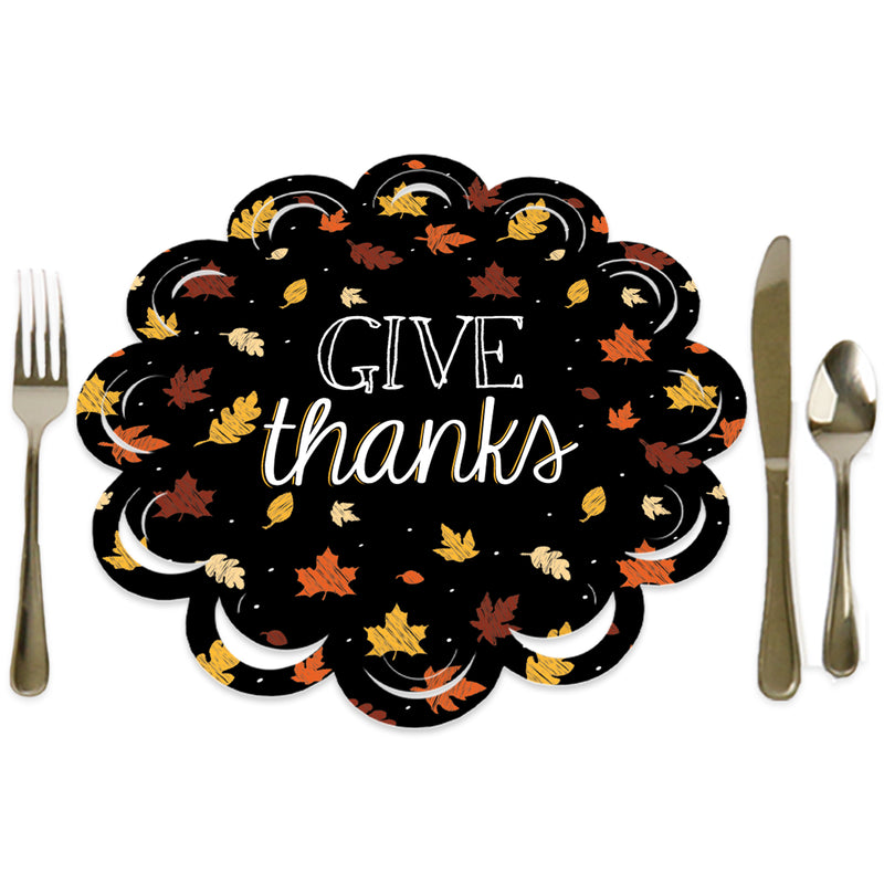 Give Thanks - Thanksgiving Party Round Table Decorations - Paper Chargers - Place Setting For 12