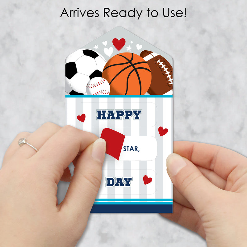 Go, Fight, Win - Sports - All-Star Cards for Kids - Happy Valentine’s Day Pull Tabs - Set of 12