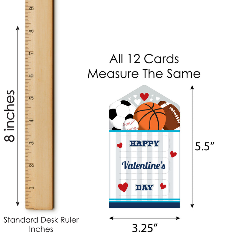 Go, Fight, Win - Sports - All-Star Cards for Kids - Happy Valentine’s Day Pull Tabs - Set of 12
