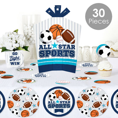 Go, Fight, Win - Sports - Baby Shower or Birthday Party Decor and Confetti - Terrific Table Centerpiece Kit - Set of 30