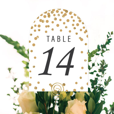 Gold Wedding - Wedding Receptions, Parties or Events Double-Sided 5 x 7 inches Cards - Table Numbers - 1-20
