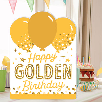 Golden Birthday - Happy Birthday Giant Greeting Card - Big Shaped Jumborific Card - 16.5 x 22 inches