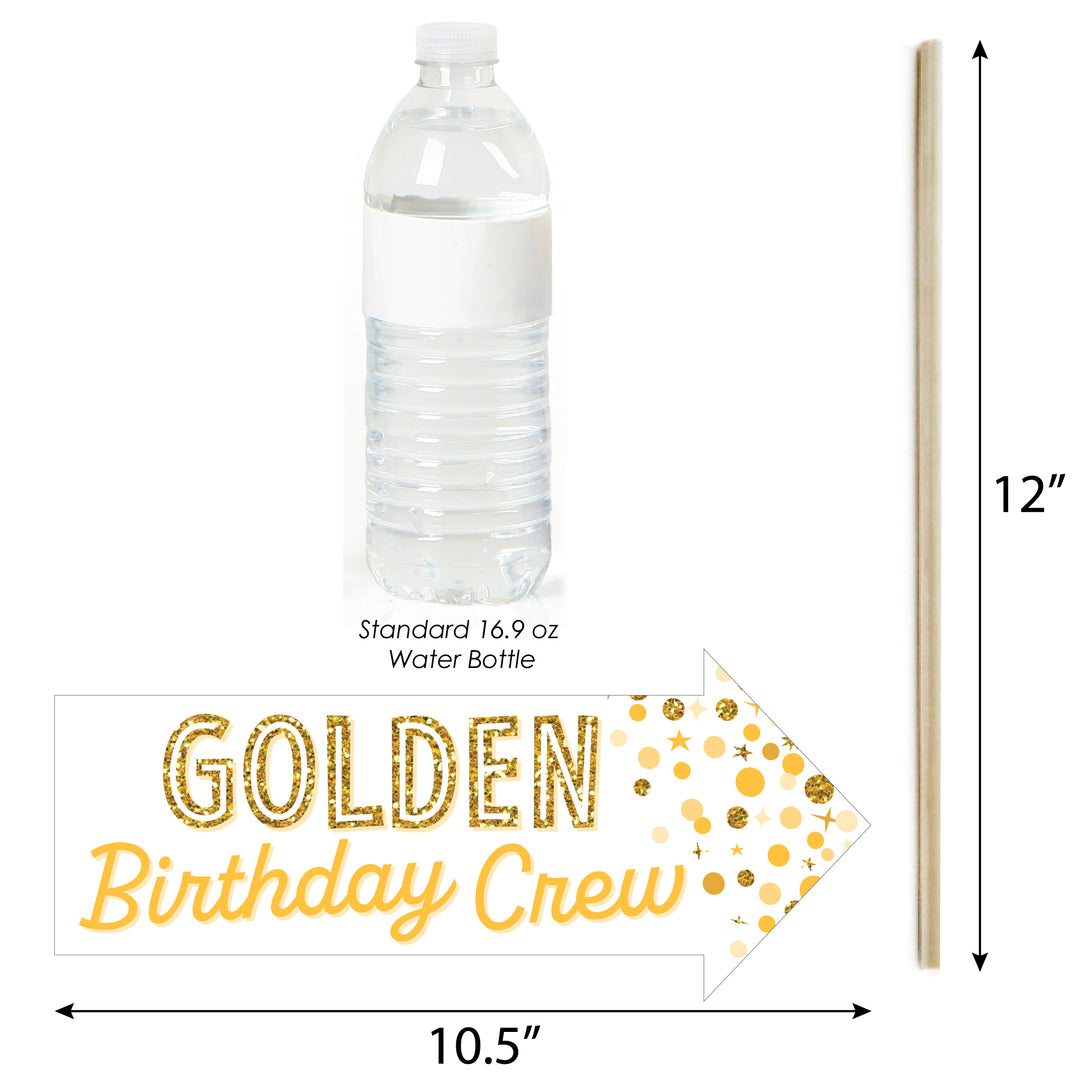 Birthday party photo booth props in Golden Birthday theme