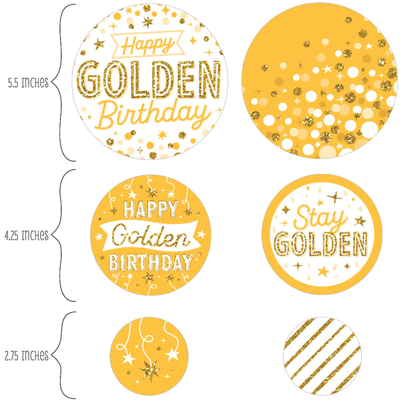 Golden Birthday - Happy Birthday Party Giant Circle Confetti - Party Decorations - Large Confetti 27 Count