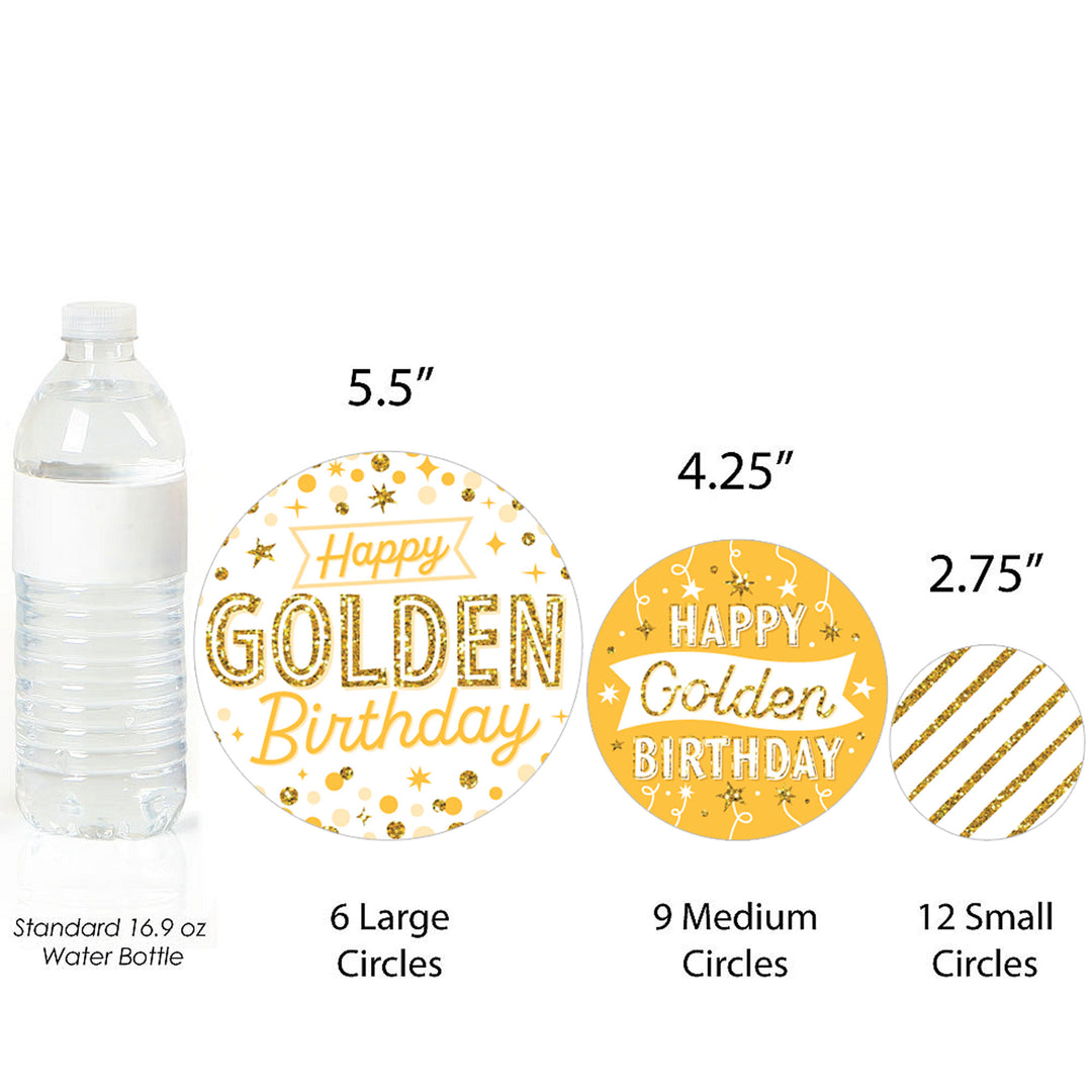 Golden Birthday - Happy Birthday Party Giant Circle Confetti - Party Decorations - Large Confetti 27 Count