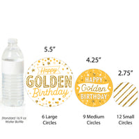 Golden Birthday - Happy Birthday Party Giant Circle Confetti - Party Decorations - Large Confetti 27 Count