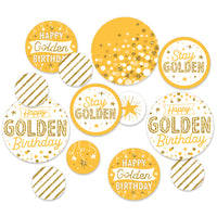 Golden Birthday - Happy Birthday Party Giant Circle Confetti - Party Decorations - Large Confetti 27 Count