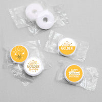 Golden Birthday - Happy Birthday Party Round Candy Sticker Favors - Labels Fit Chocolate Candy (1 sheet of 108)
