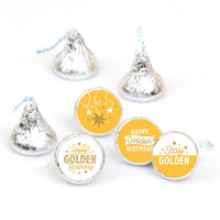 Golden Birthday - Happy Birthday Party Round Candy Sticker Favors - Labels Fit Chocolate Candy (1 sheet of 108)