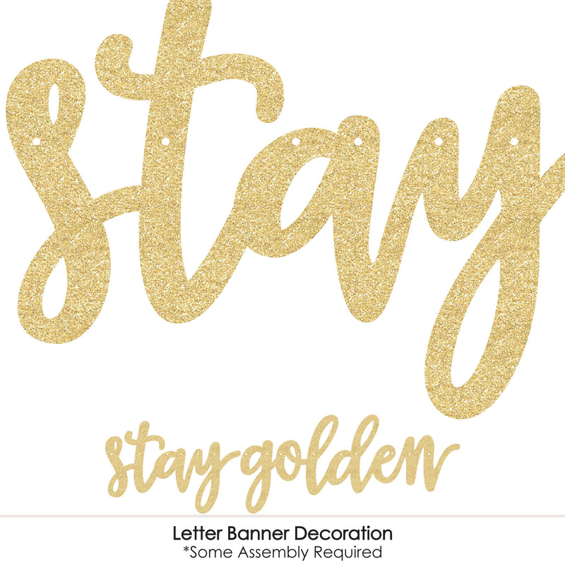 Golden Birthday - Happy Birthday Party Letter Banner Decoration - 36 Banner Cutouts and No-Mess Real Gold Glitter Stay Golden Banner Letters
