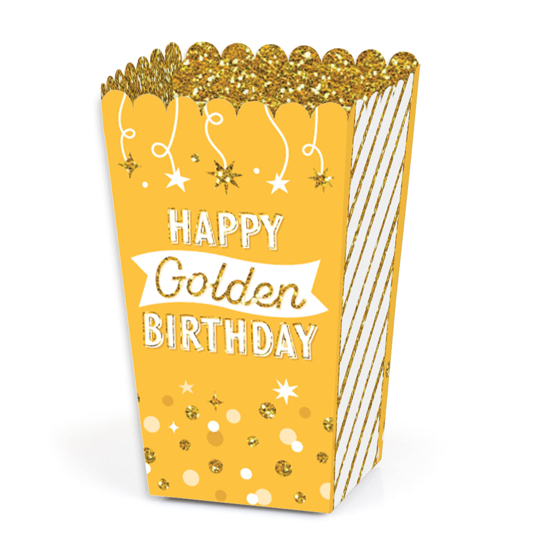 Golden Birthday popcorn boxes for snacks or party favors