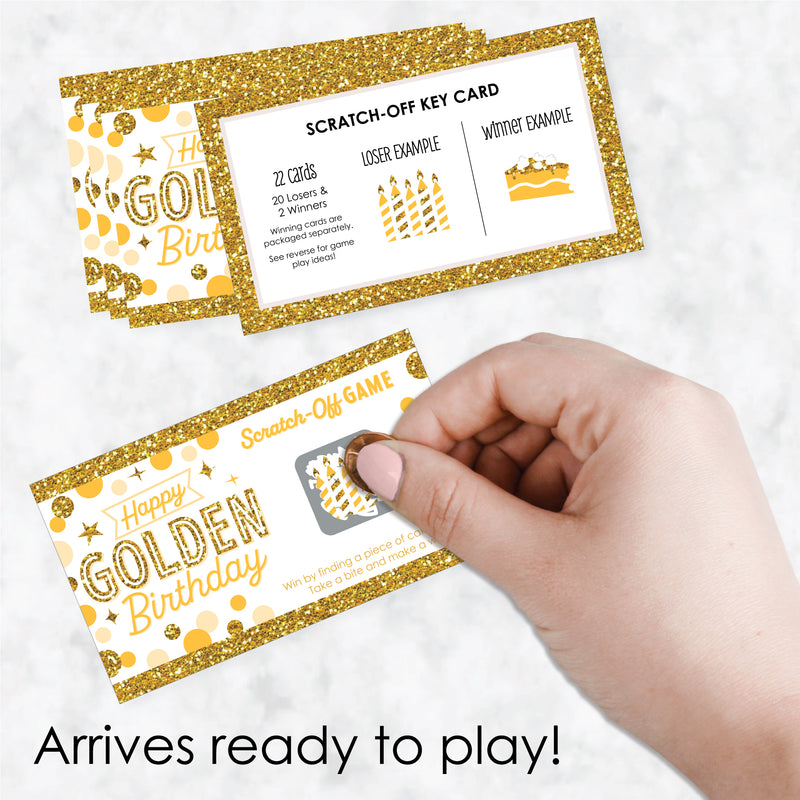 Golden Birthday - Happy Birthday Party Game Scratch Off Cards - 22 Count