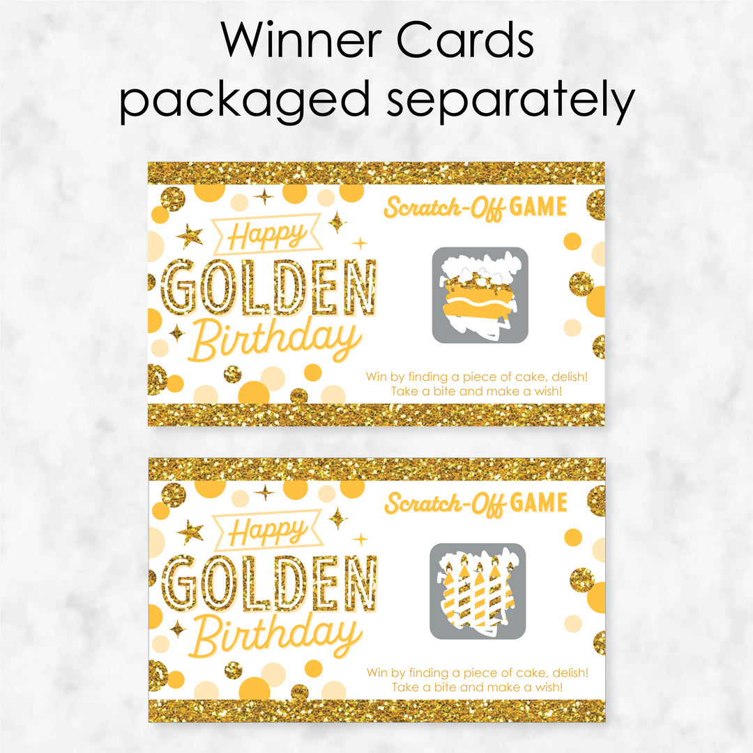 Golden Birthday - Happy Birthday Party Game Scratch Off Cards - 22 Count