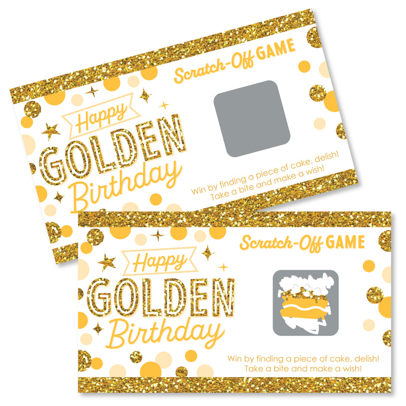 Golden Birthday - Happy Birthday Party Game Scratch Off Cards - 22 Count