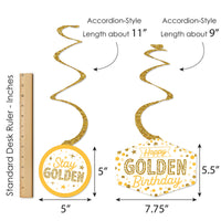 Golden Birthday - Happy Birthday Party Hanging Decor - Party Decoration Swirls - Set of 40